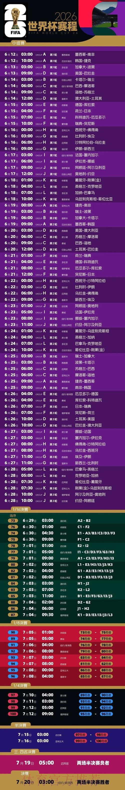 2026世界杯完整赛程今日实时赛程直播平台 2026世界杯完整赛程今日实时赛程直播平台